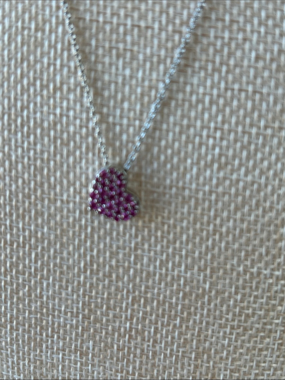 925 Silver GUMPS Necklace with Pink Heart pave Pendant - 16-18”